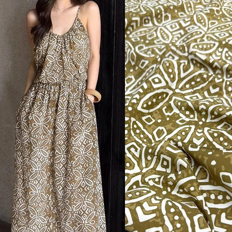 

Silk Crepe de Chine Fabric with Geometry Print for DIY Sewing Soft Dress Skirt Pants Pajamas Elastic Silk Spandex Fabric R2551