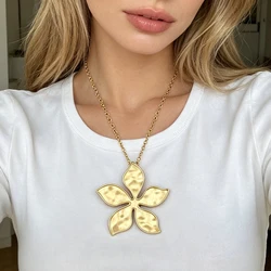 Chic Fashion Long Gold Chain with Heart/Leaf/Flower/Medallion/Star Pendant Matte Gold Necklace New Trend Jewellery Findings