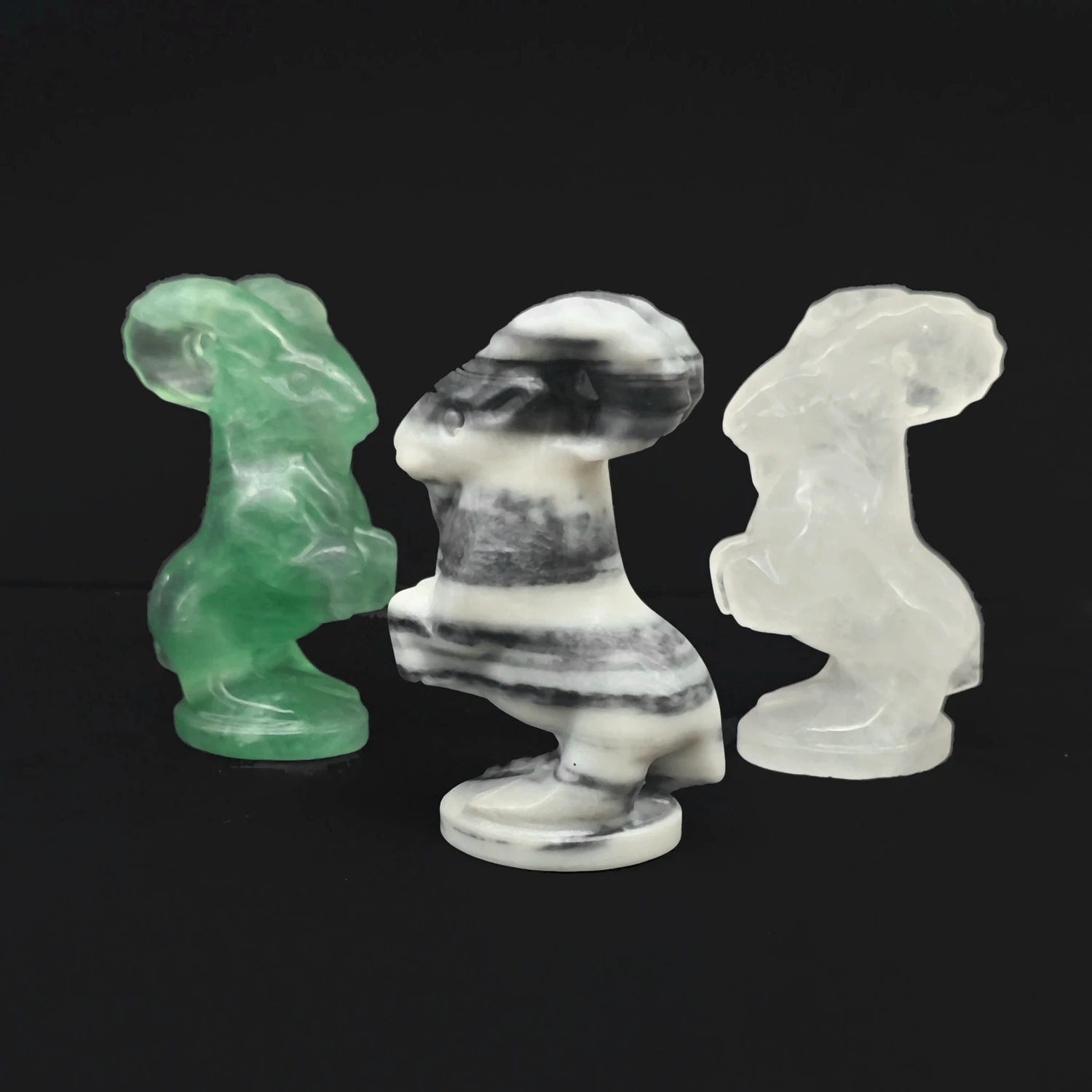 Figura de cabra de gemas mixtas, fluorita verde, cuarzo transparente, piedra rayada, oveja tallada en miniatura, venta al por mayor, 3.1 pulgadas