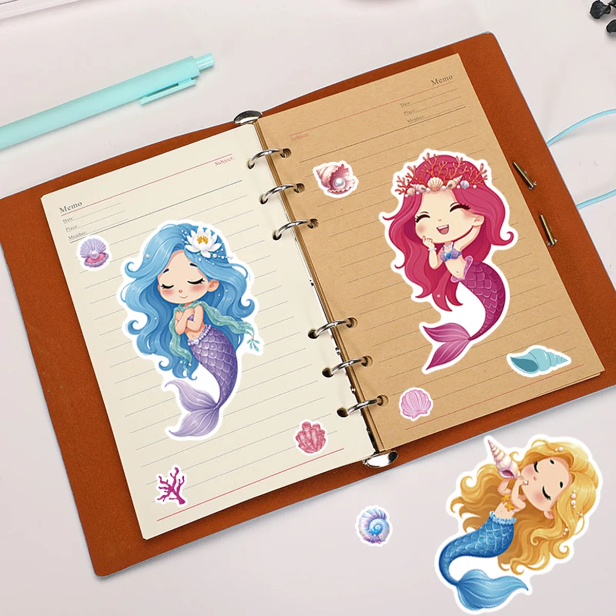 8Sheets Mermaid Make A Face Stickers Cartoon Mermaid Princess Mix and Match Face Sticker Educational Birthday Party Supplies