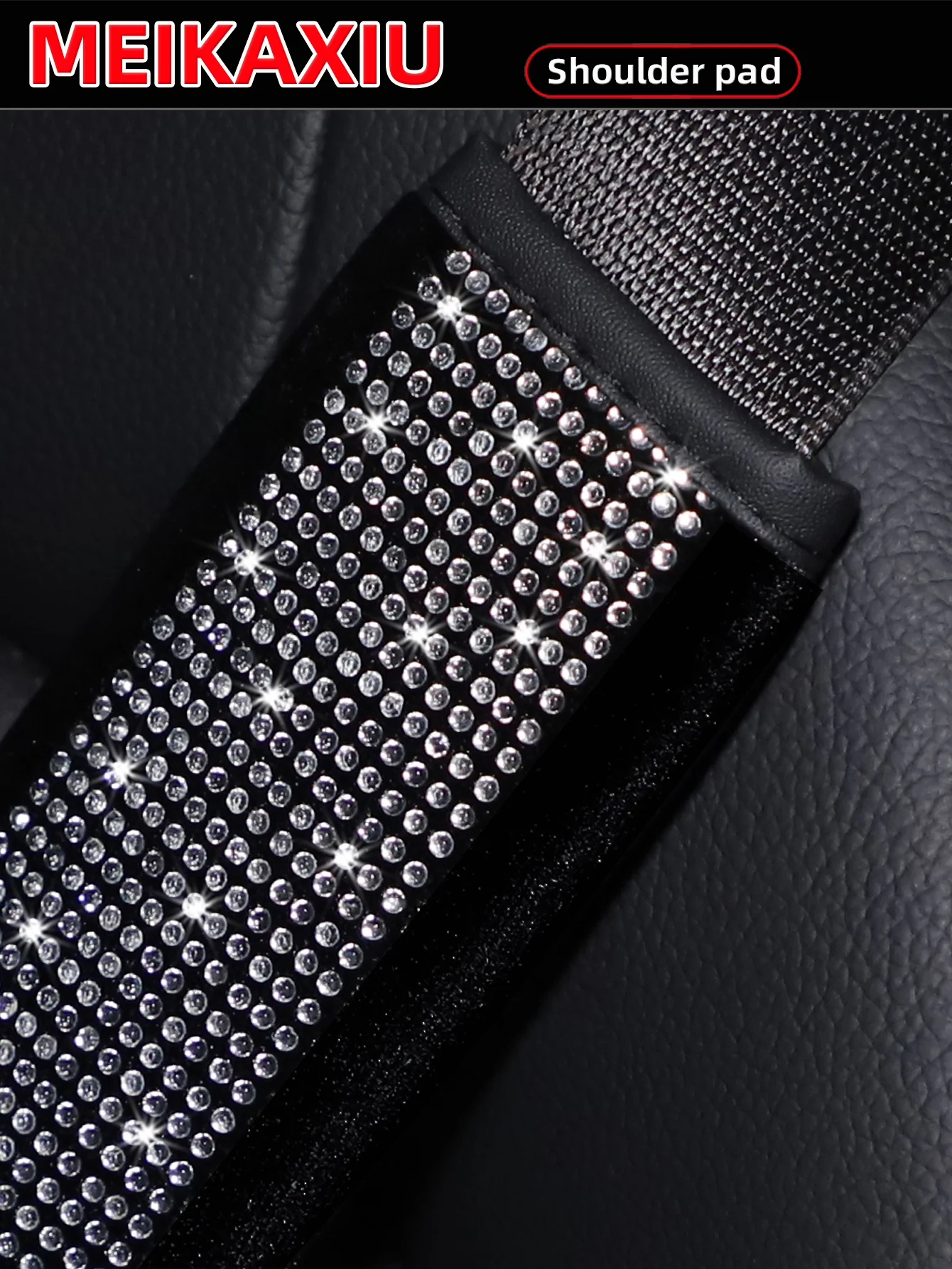 A Short Plush Diamond-Encrusted Glitter Blingbling Car Shoulder Strap Adorned With Car Accessories For Ladies