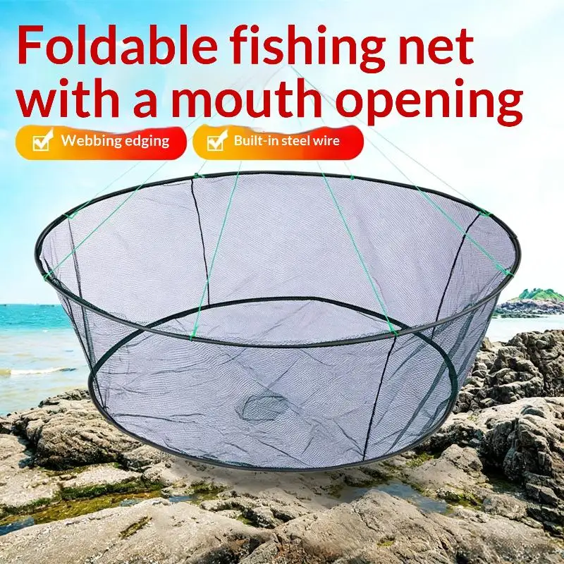 Collapsible Fishing Net Foldable Heavy Duty 80-200cm Multi Size for Shrimp Fish Catch Camping Kayak Fishing Trips