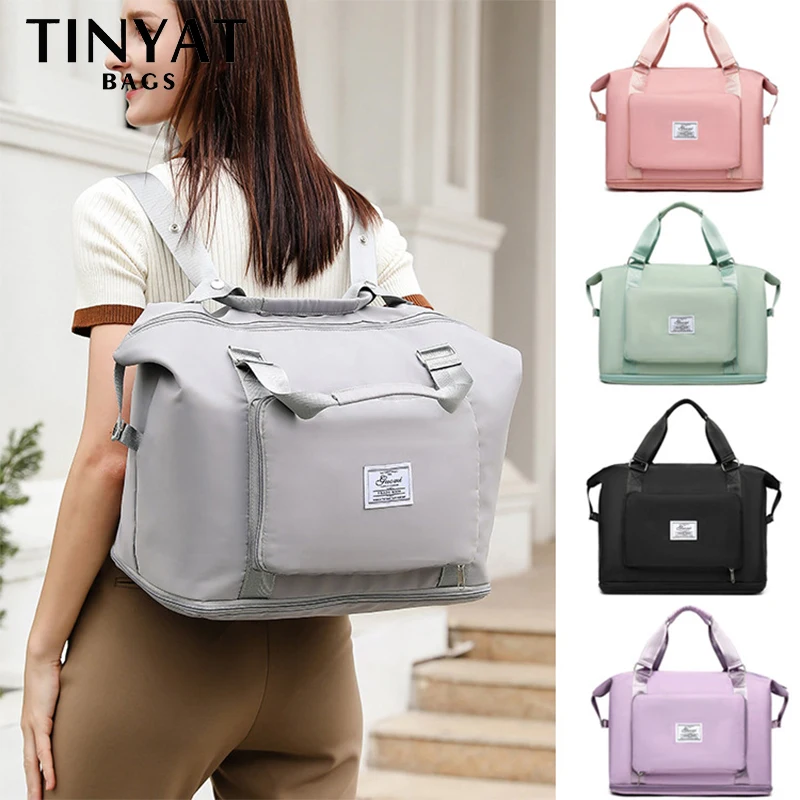 TINYAT Large Capacity Traveling Bags For Ladies Foldable Women Travel Backpack Sports Gym Yoga Waterproof Bag Duffle Handbag