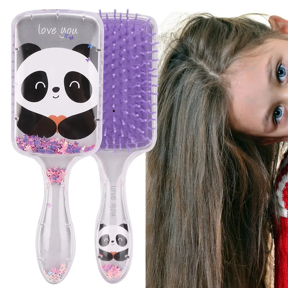Cute Massage Comb Cartoon Sequins Decoration Hair Styling Comb Detangling Function Gasbag Cushion Scalp Massage Comb
