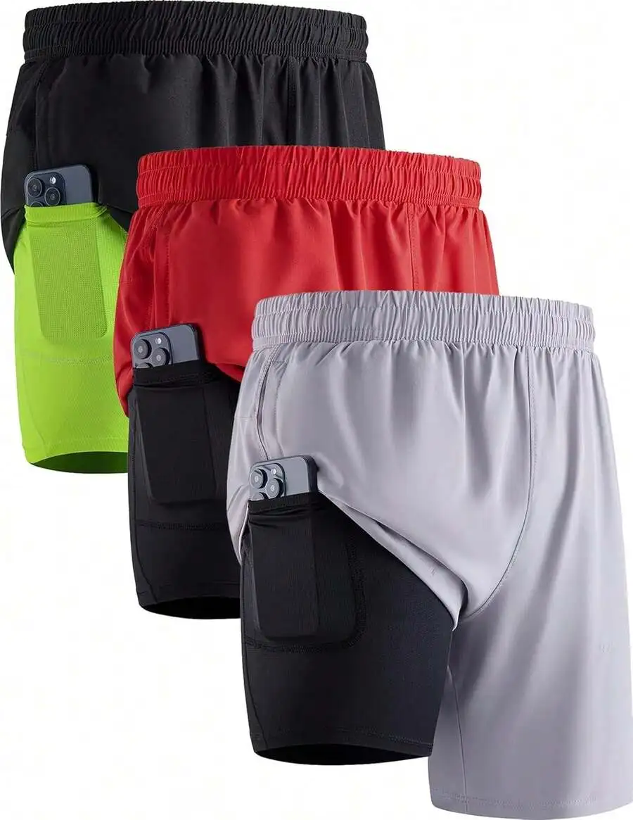 

Mens 7 Inch Running Shorts With Compression Liner Quick Dry 2 In 1