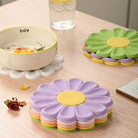 Silicone Placemats Insulation Pads Anti Hot Table Plate Pot Heat Green Daisy Shaped Cushion Kitchen Mat Protective Desk