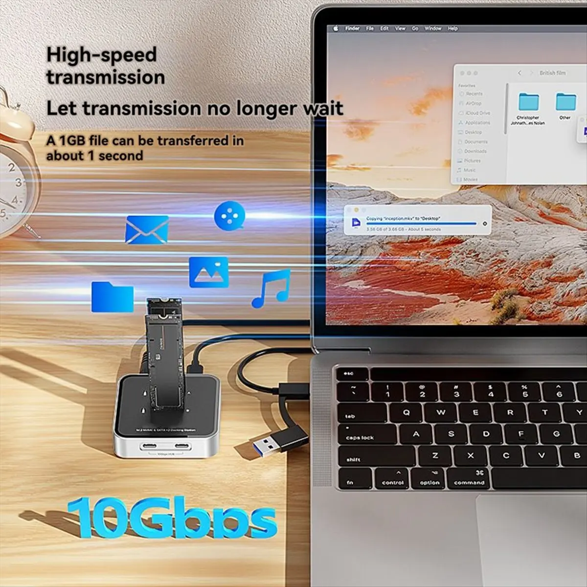 A46U Dual Disk M.2 Dual Protocol, Hard Disk Seat, Solid State Drive Box TYPE-C HUB Expansion 10Gbps US Plug