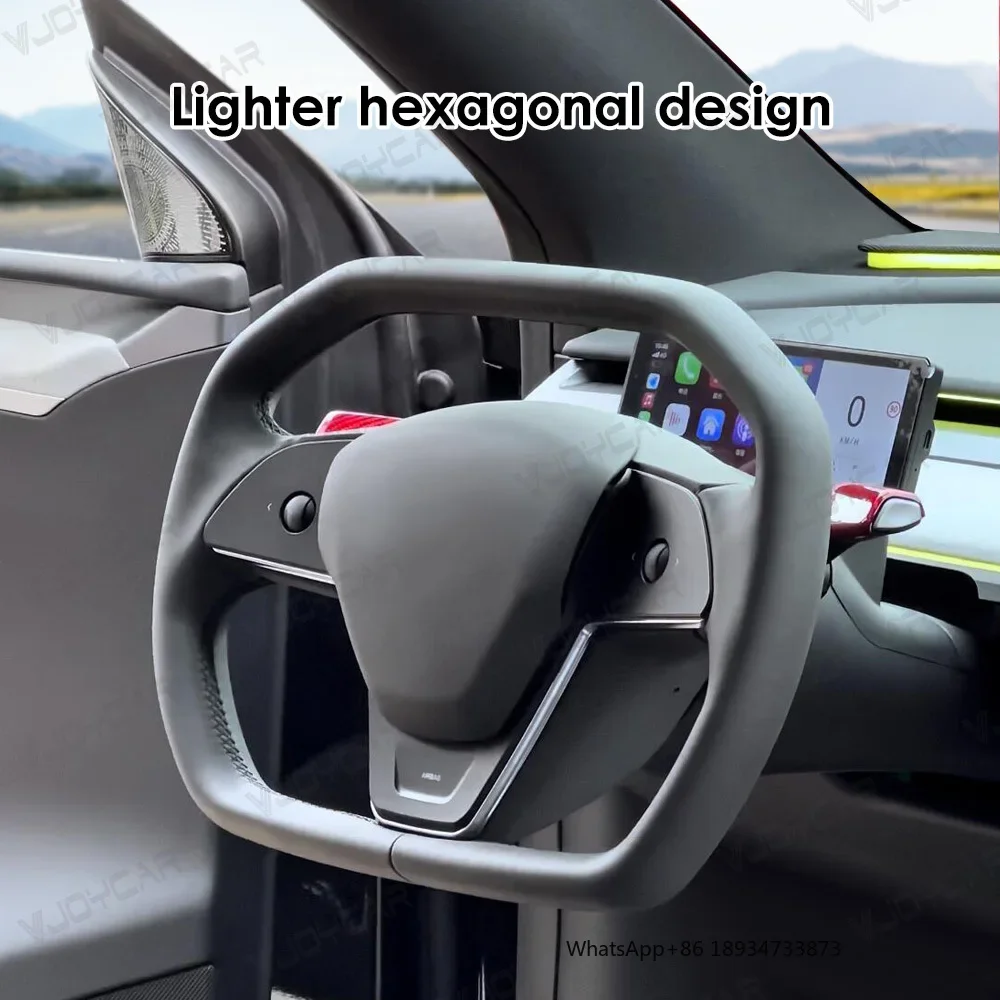 Newest Model 3 Y Cybertruck Style Leather Yoke Steering Wheel for Tesla Car Accessories Upgrade Modification