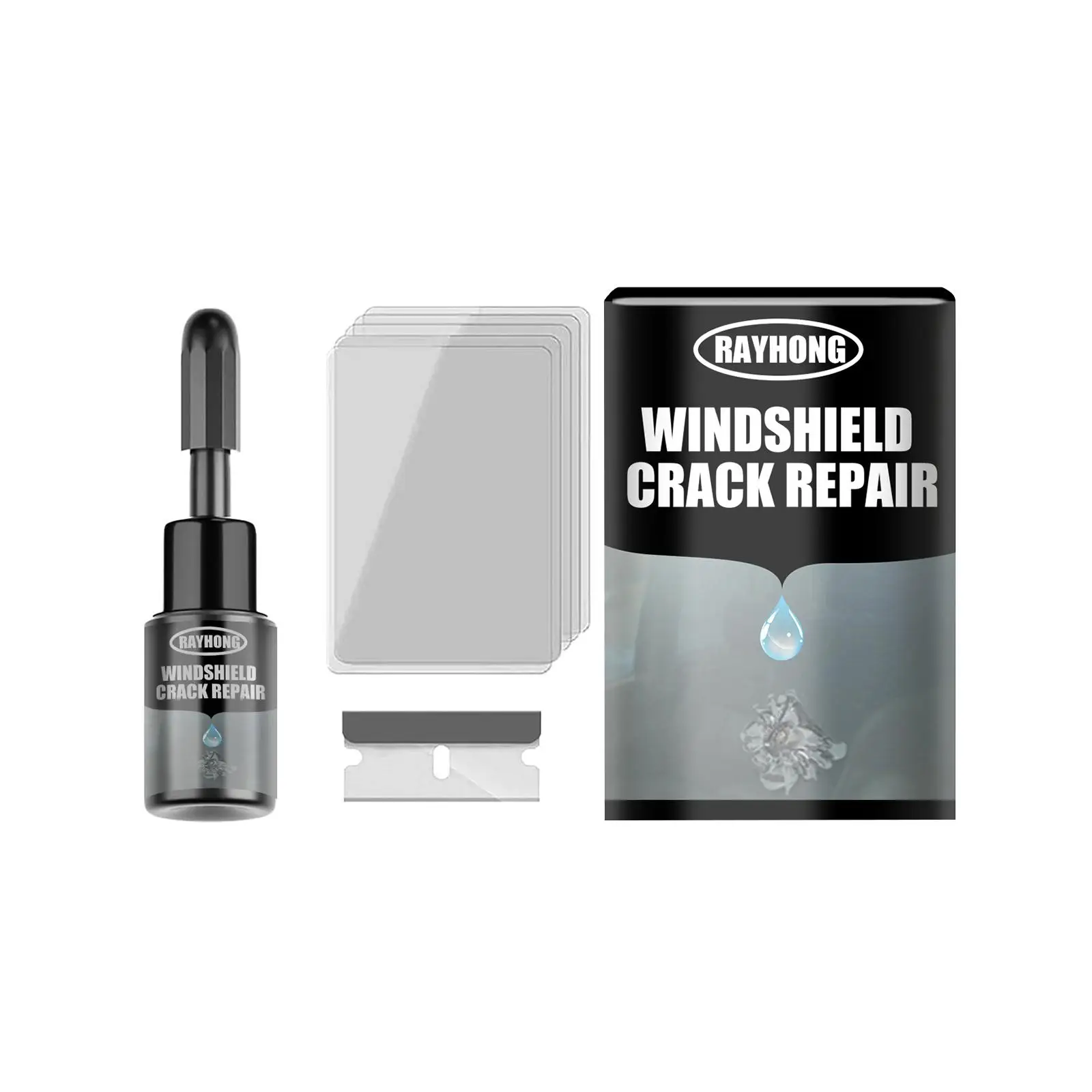 Car Window Glass Liquid Repair Set DIY Windscreen Tool Small Size for Fixing Chips, Cracks Portable Crack Repairing Kit