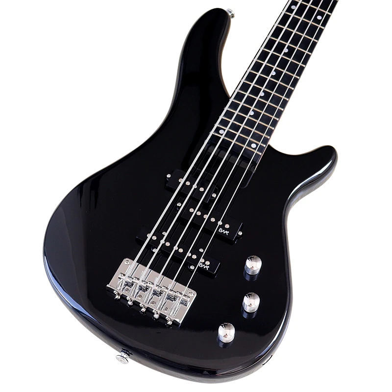 5 String Electric Bass Guitar 43 Inch Black Solid Okoume Wood Body High Gloss Finish Bass Guitar Active Guitar