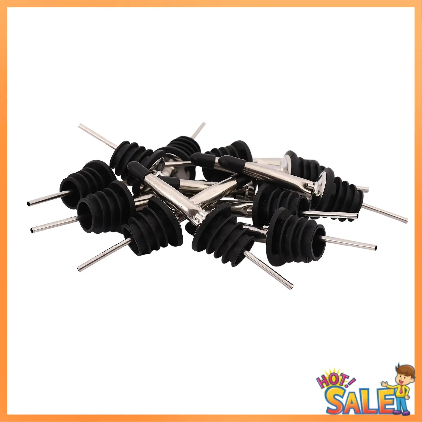 

AB68 12Pcs Stainless Steel Spirit Bottle Speed Pourers Olive Oil Wine Pourer With Rubber Dust Caps