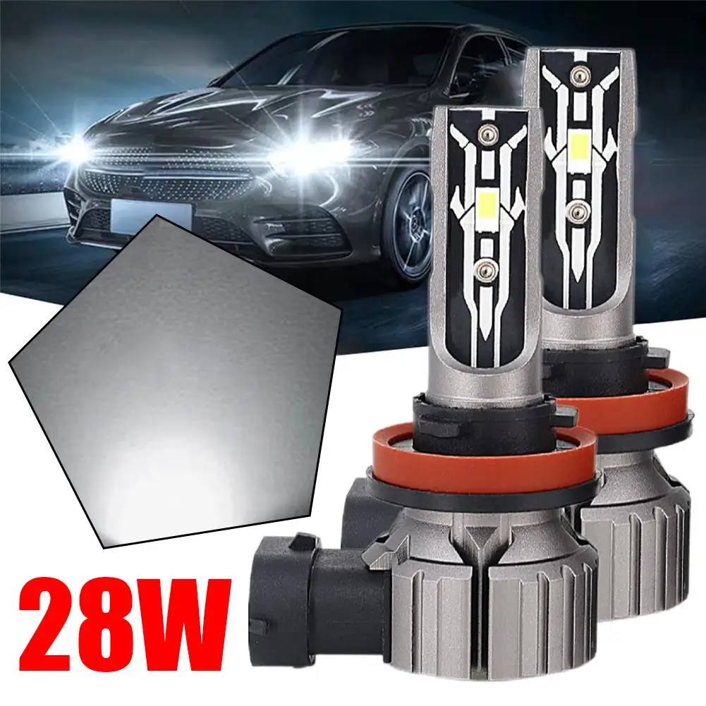 2pcs Car Headlights Direct Plug-in Led Fog Lights Headlights Bright Spotlight Installation Bulbs Lights Non-destructive Sup V7o0