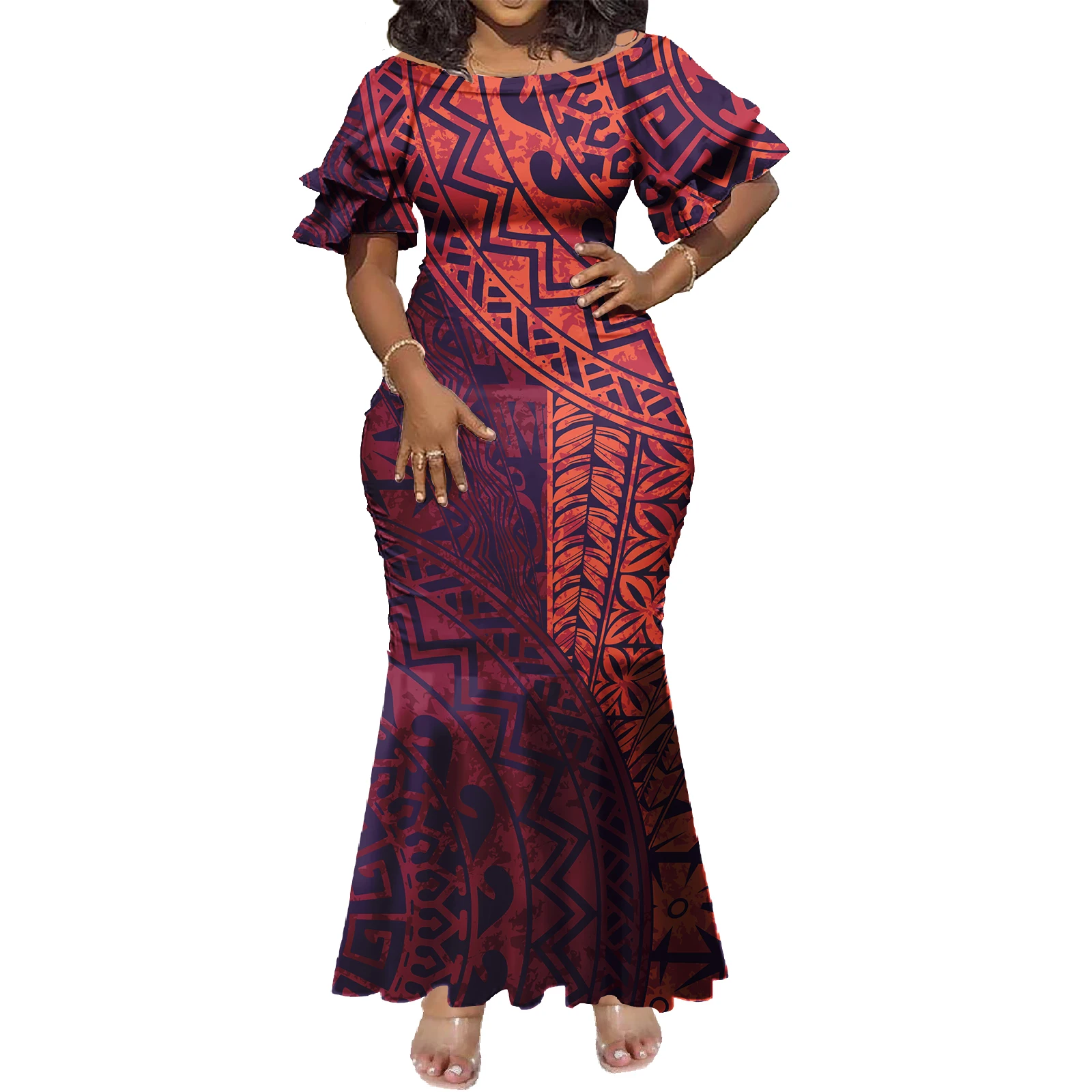 Plus Size Women\'s Dresses Gown Hawaiian Fashion Samoan Dress Island Style Clothing Elegant Evening Maxi Dress