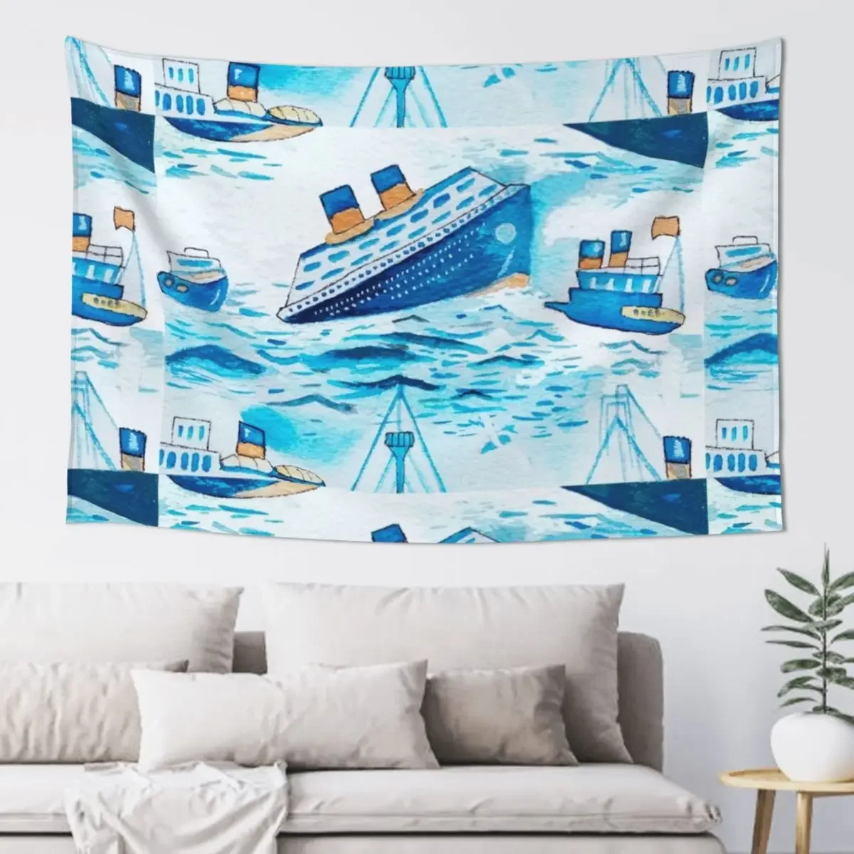 Ferry boats scrub cap Tapestry Cute Decor Outdoor Decor On The Wall Wall Decor Tapestry