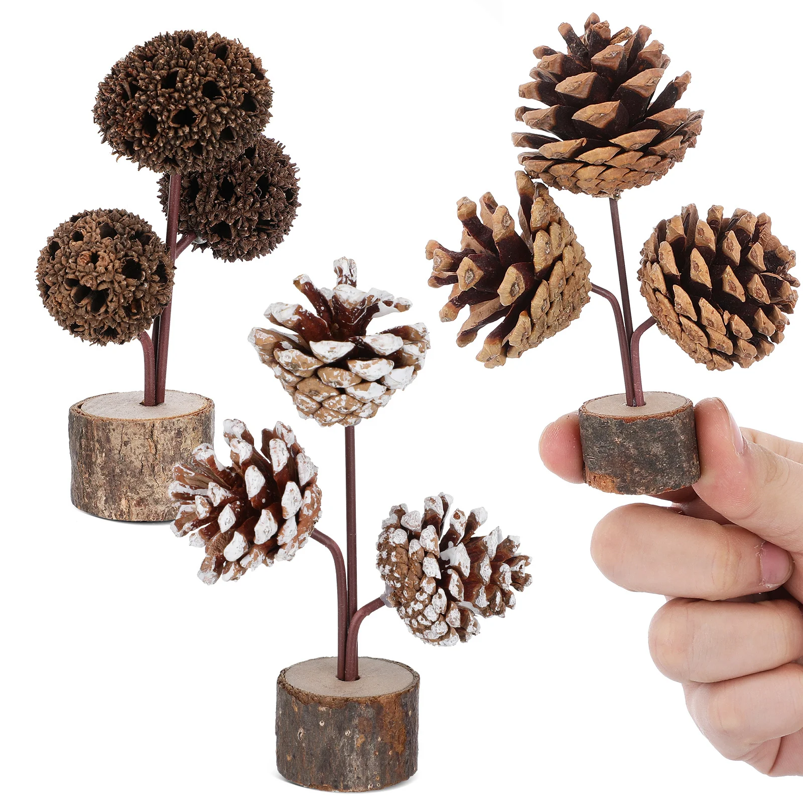 

3 pcs Pine Cones For Decor: Rustic Farmhouse Tabletop Ornament Artificial Mini Pine Cone Craft Autumn Desktop Decoration
