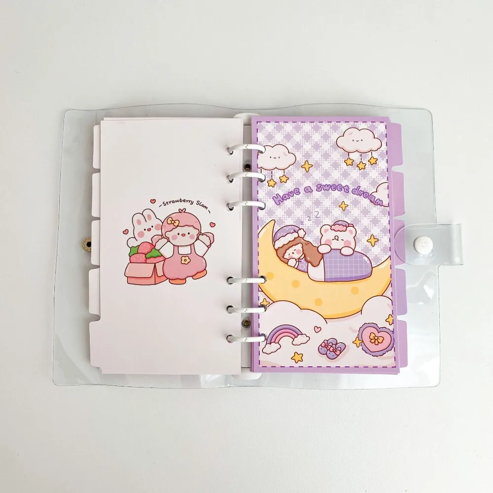 5pcs Rabit A6 Loose Leaf Refill Paper Bear 6-hole Inner Refill Spiral Binder Paper Category Page Tab Paper Stationery