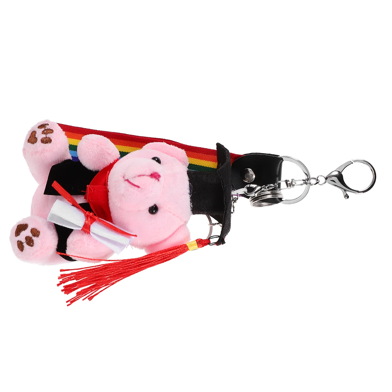 Graduation Bear Plush Toy Pendant Keyring Stuffed Hairy Cartoon Keychain Pp Cotton