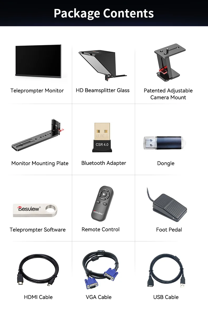 Desview-Teleprompter plegable T20 de 20 pulgadas, dispositivo con función de giro de 1080P para ordenador, portátil, Teleprompter, vídeo, discurso, entrevista en vivo