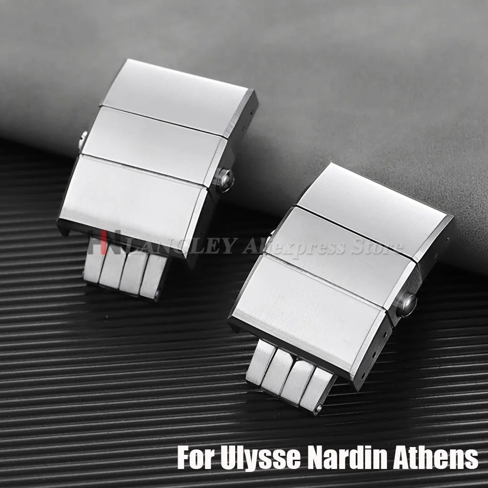Correa de reloj de 20mm para Ulysse Nardin Atenas, hebilla plegable, cierre de mariposa de acero inoxidable, accesorios de correa de reloj de silicona de goma