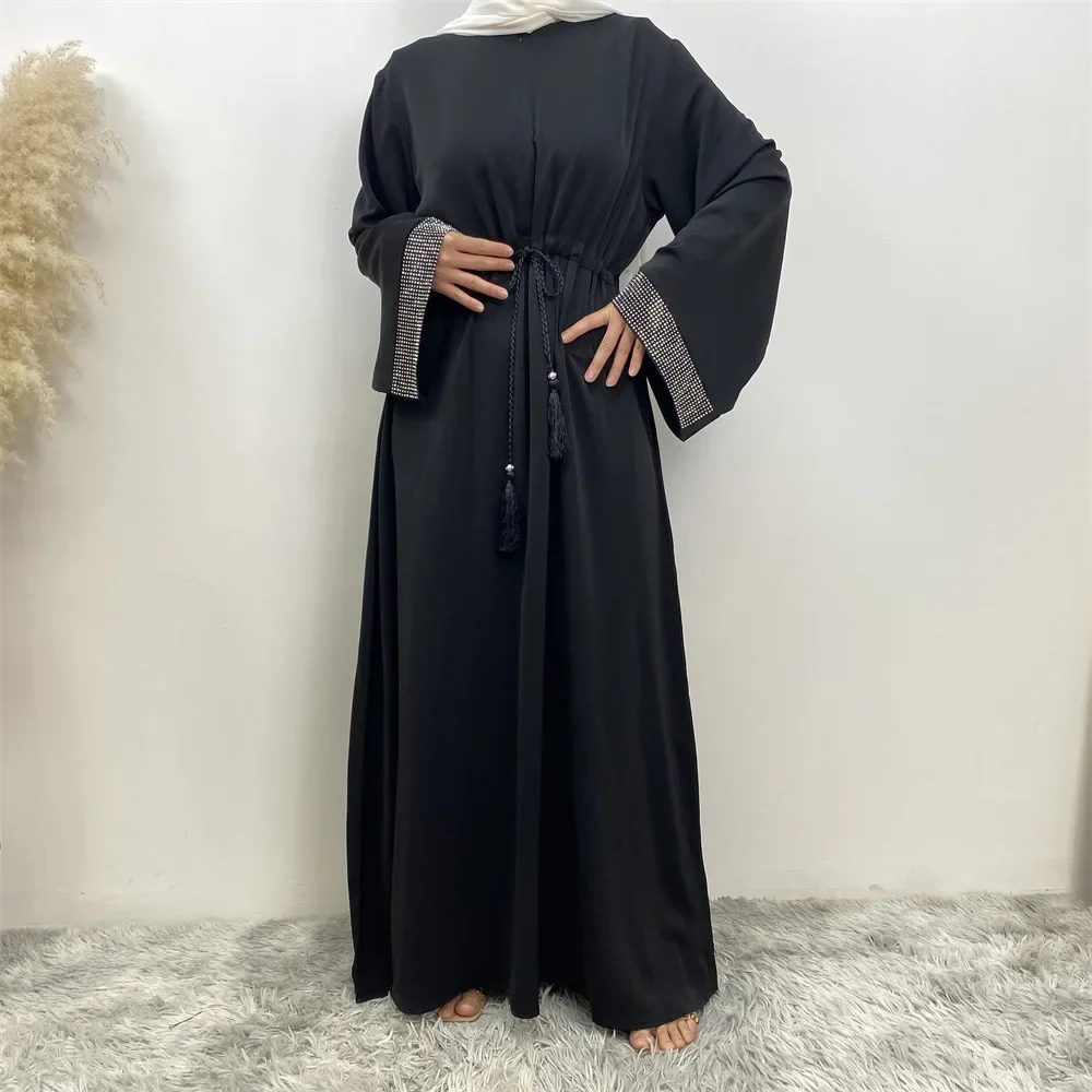 

Dubai Open Front Zipper Abaya Muslim Women Diamond Long Maxi Dresses Turkey Kaftan Eid Ramadan Islamic Arab Gown Femme Jalabiya