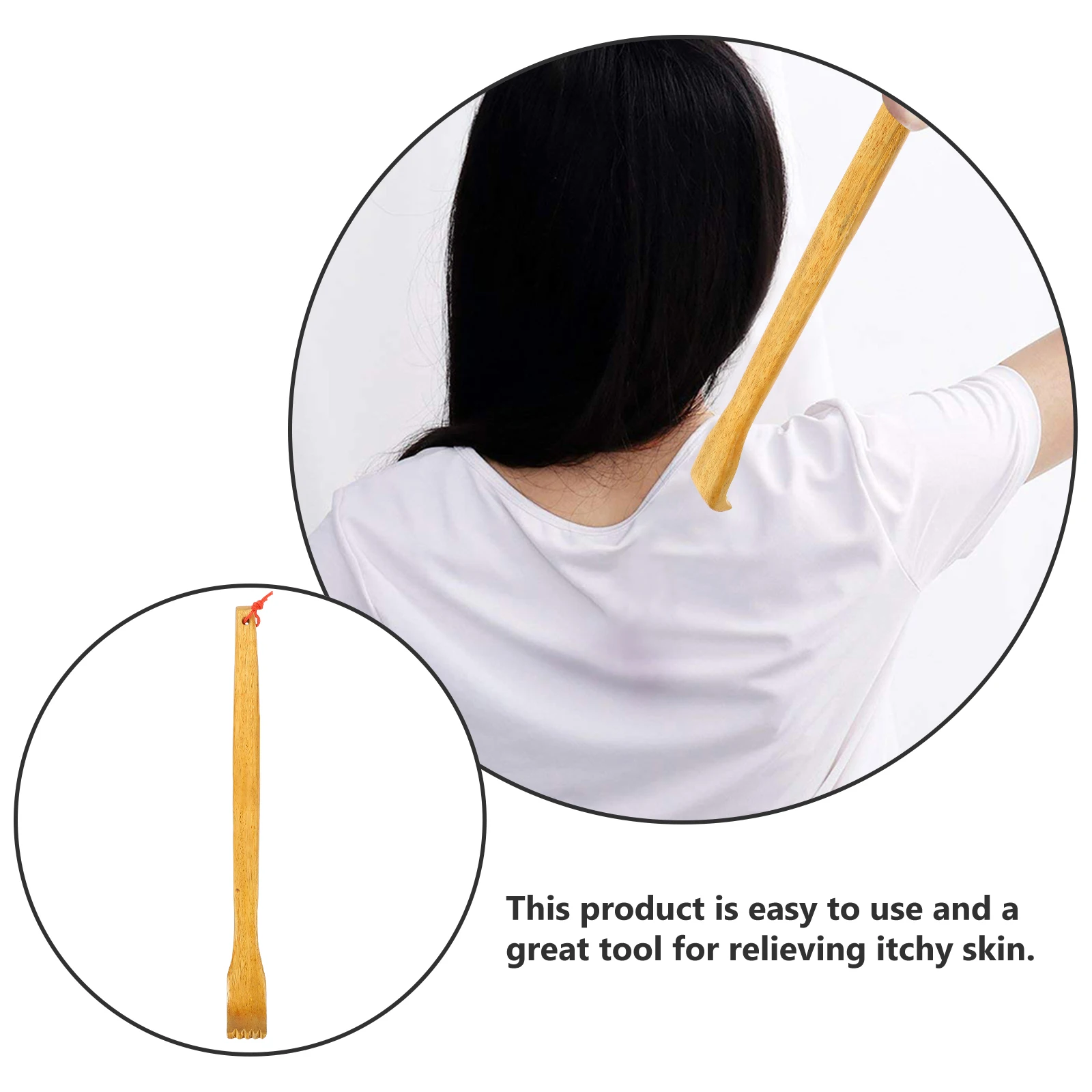 

Fragrant Wood Massager Shoulder Back Scratcher Tool Body Scraper Stick Smooth Edges Durable Travel Hook Rope Design For