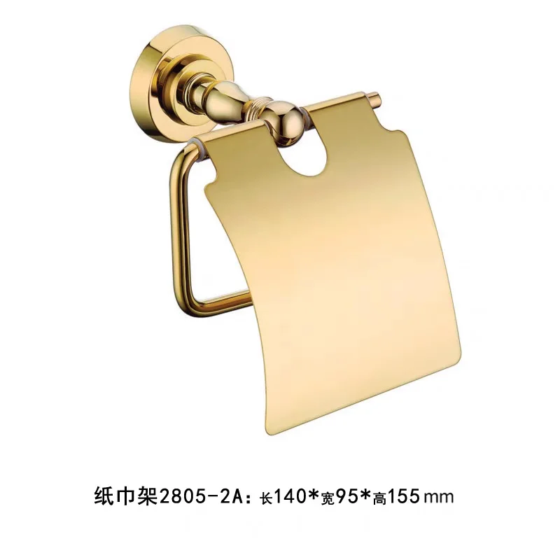 Premium Solid Copper Gold finish Toilet paper holder Towel Rack Coat hook Toothbrush cup holder soap dish towel bar Toilet brush - view 3