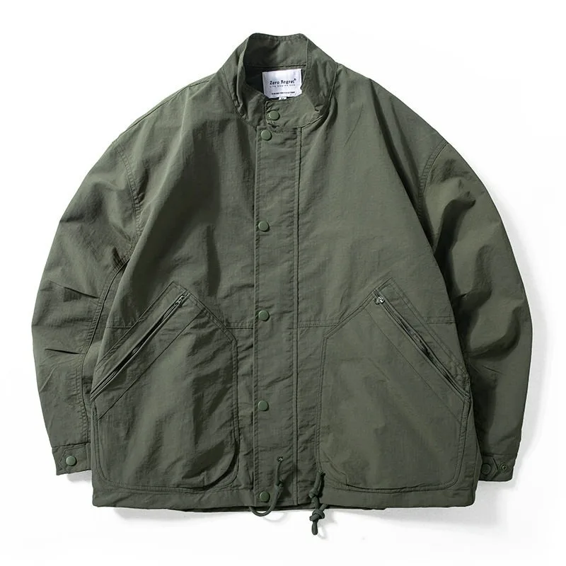 

Japanese Outerwear Men's Trendy Spring and Autumn Outdoor Coats Loose Windproof Stand Up Collar Jacket