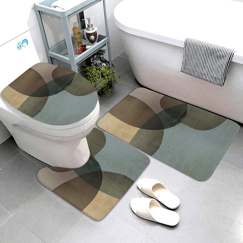 Bathroom Carpet For Toilet 3 pcs/set Non Slip PVC Bath Mat Anti Slip Tape Bathroom Set Rug With Cover Modern Carpet Floor Mats