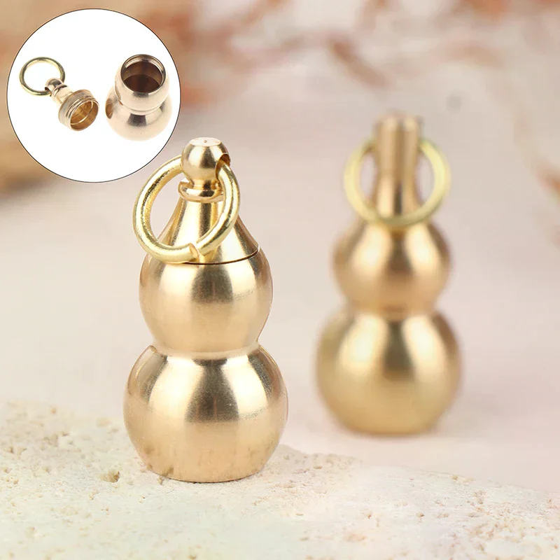 1Pc Brass Gourd Pendant Irregular Jar Keychain Hanging Necklace Jewelry Waterproof Pill Box Medicine Case