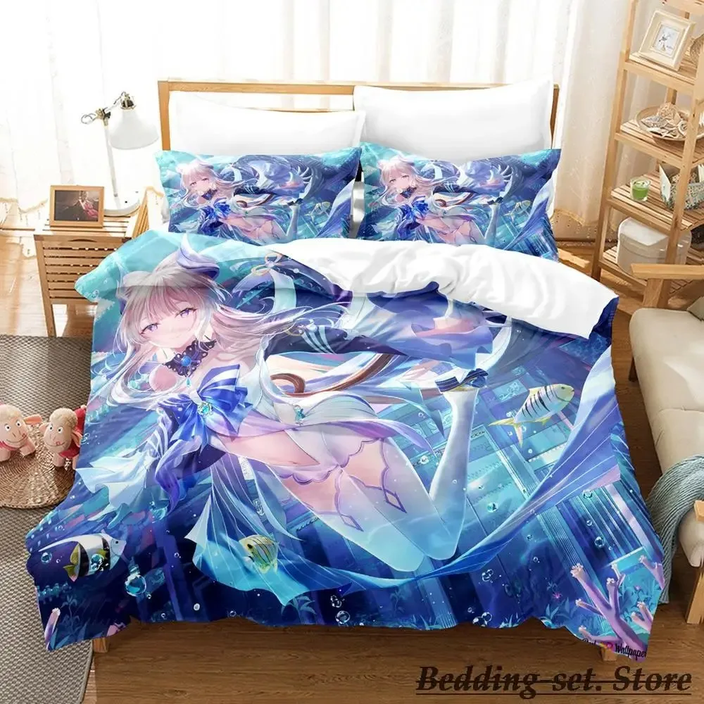 Genshin Impact Sangonomiya Kokomi Bedding Set Cartoon Anime three-piece set Adult Kid Bedroom Duvetcover Sets 3D Kawaii Girls