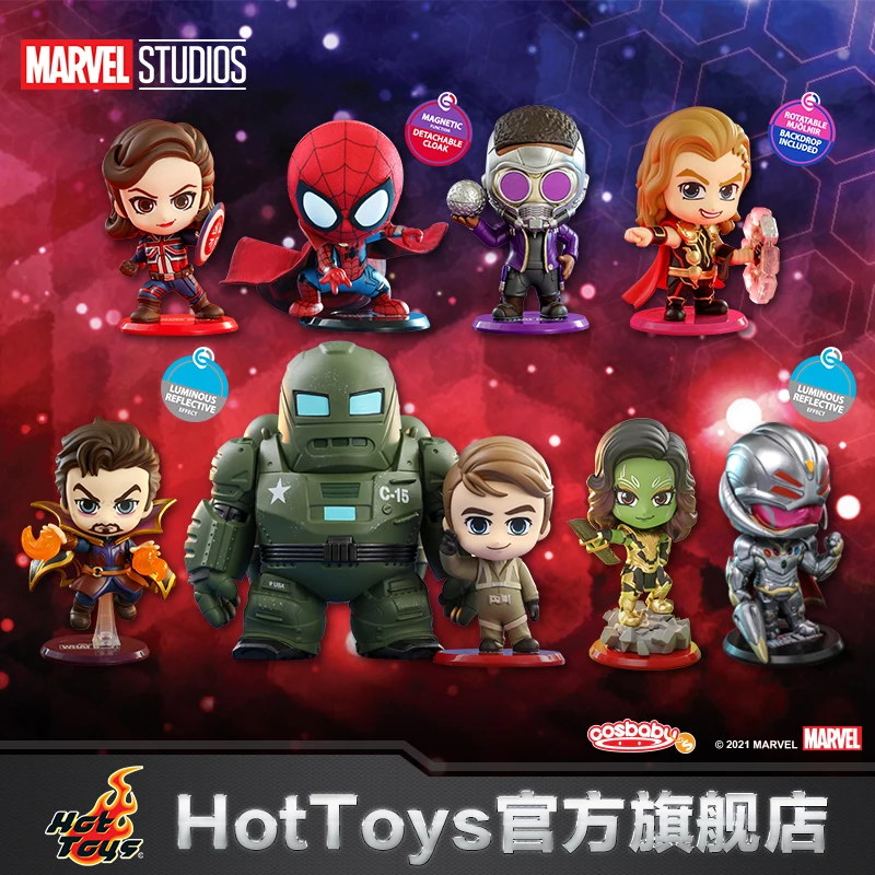 

Hot Toys Marvel If Captain Carter Zombie Hunter Spider-man Star Lord T 'challa Party Thor Cosbaby Mini Collection Action Figures