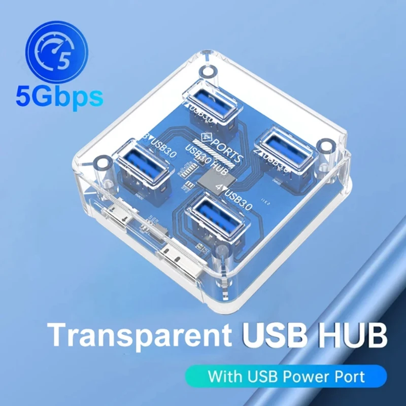 4XUSB3.0 Splitter HUB Laptop Desktop Computer Hub Multi-Port USB Docking Station Adapter Splitter Easy Install ,Square Model