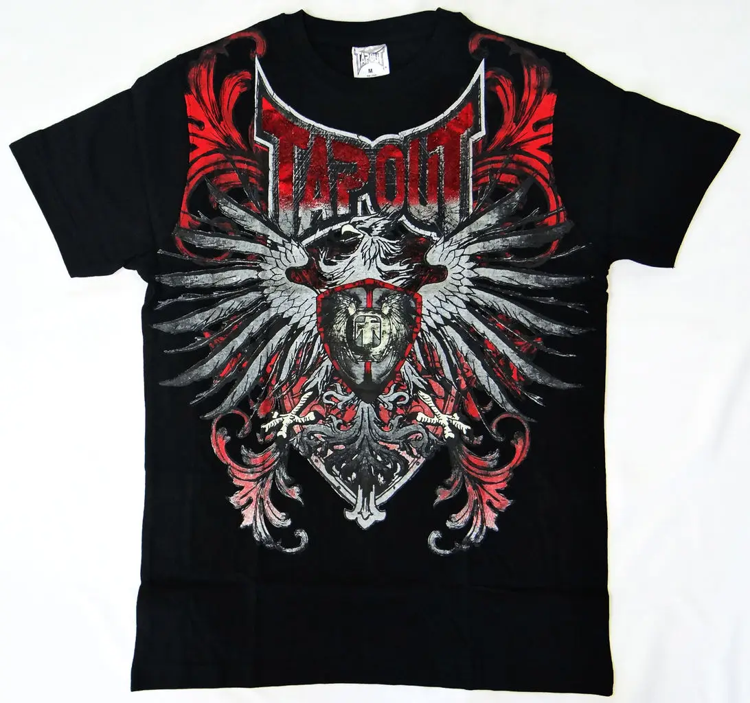 Men's Tapout Gothic Print T-Shirt Streetwear Short Sleeve Harajuku Style Edgy Eagle Pattern Casual Top Summer Graphic Tee