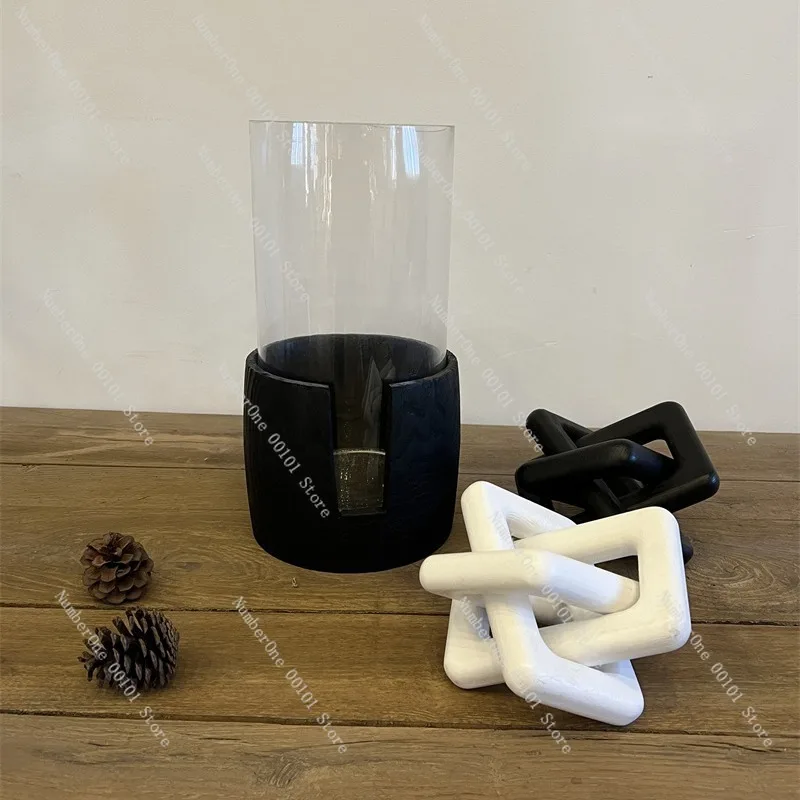 Black Carbonized Wooden Hydroponic Vase Decorative Flower Bucket Fish Tank Desktop Ornament Rustic Craft Planter for Villa Home - view 3