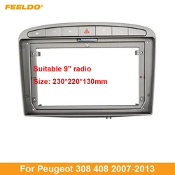 FEELDO Car 9 Inch Audio Face Plate Fascia Frame For Peugeot 308 408 2Din Big Screen Radio Stereo Panel Dash Mount Frame Kit