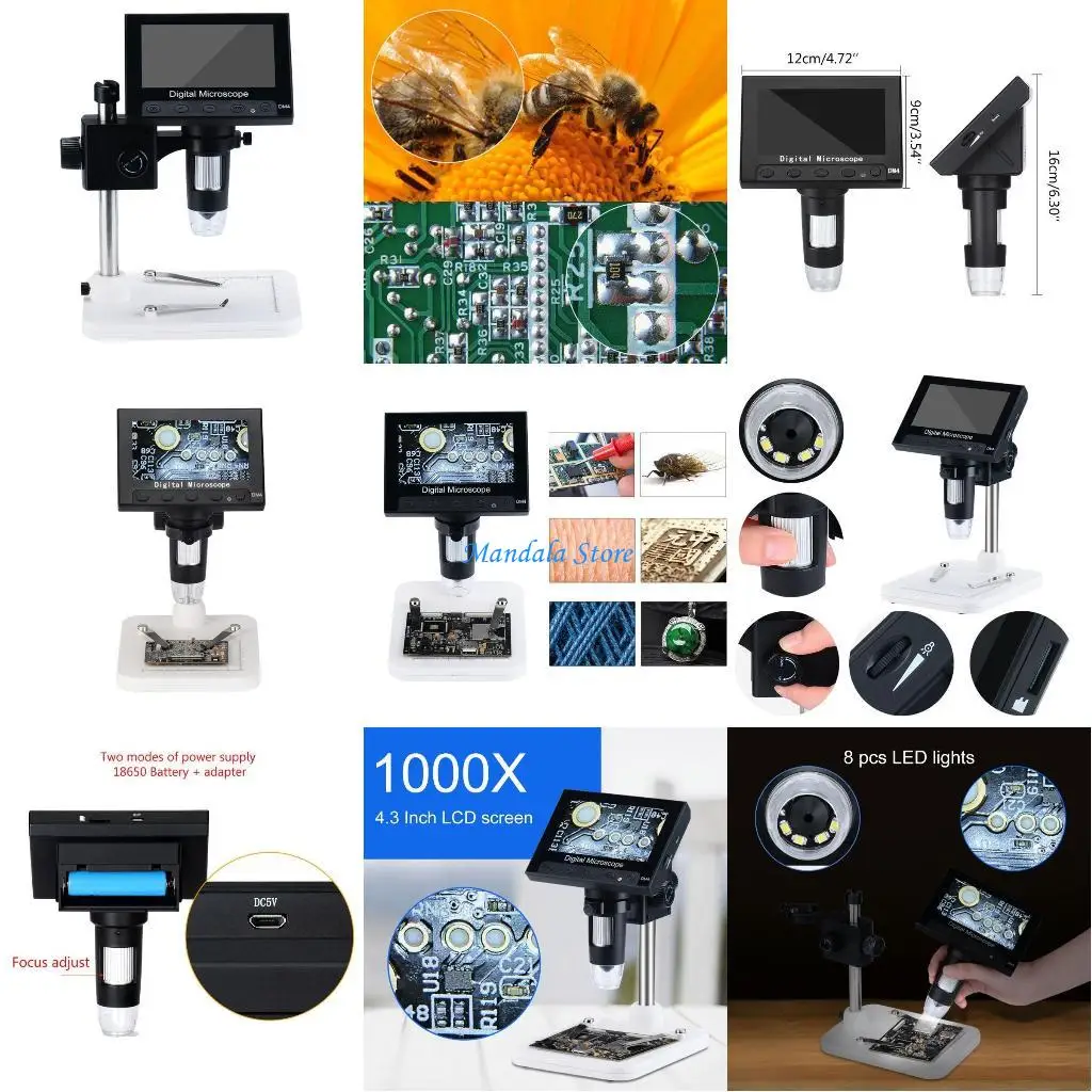 

U2JC 1000X Digital Microscope Camera Video for w/ Holder for Jewelry Printing Inspect