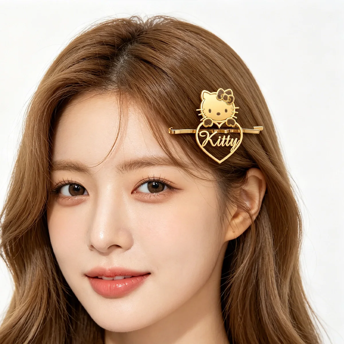 Custom Name Hello Kitty Hairpin For Women Personalized Letter Nameplate Heart-shaped Hello Kitty Hair Accessory Hair clip Gift