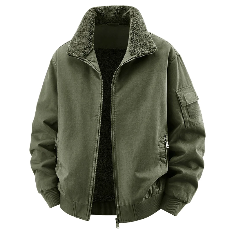 

Men's New Lamb Fleece Jacket Autumn Winter Workwear Men's Plus Fleece Thick Collar Cotton Jacket Trendy Cool Simple Jacket