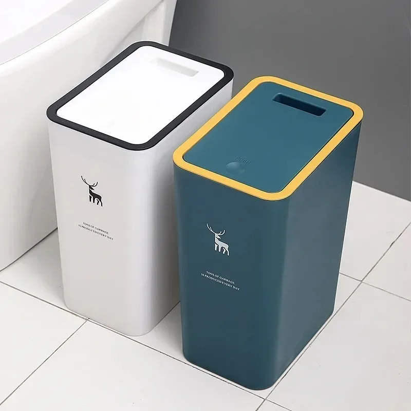 10L/15L Trash Can with Lid Large Container Press-Type Classification Waste Bins for Living Room Bedroom Toilet Kitchen Office