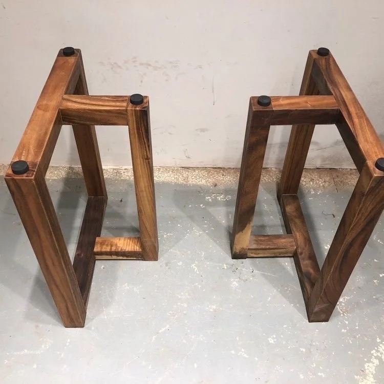 Suporte de perna de mesa de madeira maciça grande tripé Okan nogueira mesa de chá perna suporte de mesa perna de suporte de mesa