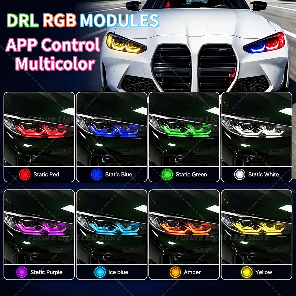 RGB DRL Modules Multicolor Plug and Play For BMW M3 M4 G80 G82 4 Series G22 G23 G26 21-24 APP Control Daytime Running Light RGBW