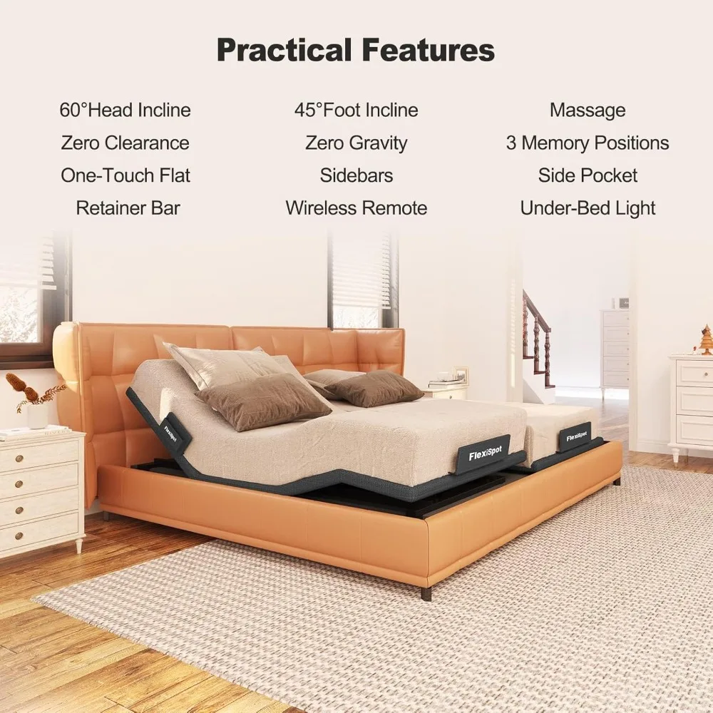 قاعدة إطار سرير قابلة للتعديل سبليت كينج، تجميع سريع، تدليك، تصفية صفر، محرك متين هادئ، انعدام الجاذبية #2