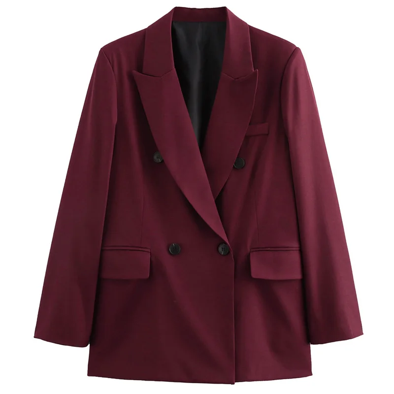 HXAO Women's Blazer Office Wear Women Burgundy Blazers Outerwears Autumn Women's Suit Jacket Red Long Sleeve Coats Blazer Mujer