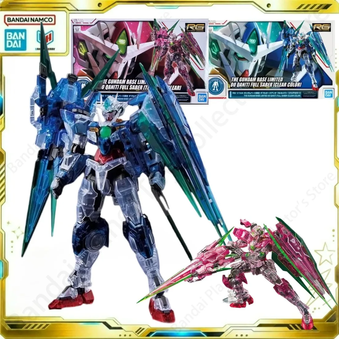 Bandai Action Original Model Anime RG THE GUNDAM BASE LIMITED 00 QAN FULL SABER CLEAR COLOR TRANS-AM CLEAR Figure Building Model