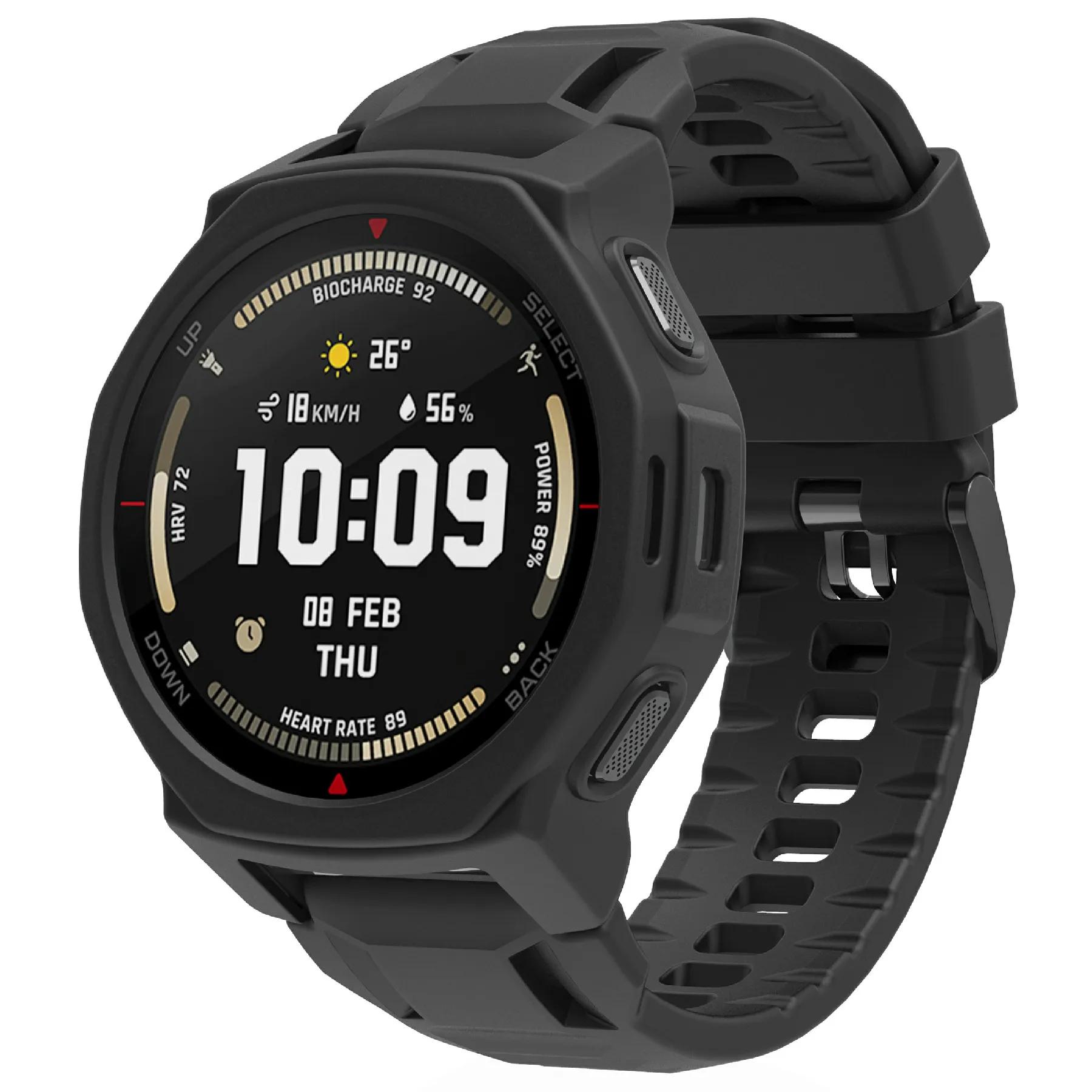 

Чехол для часов Huami Amazfit T-Rex 3 Pro 44 мм, мягкий силиконовый полый чехол для часов - черный