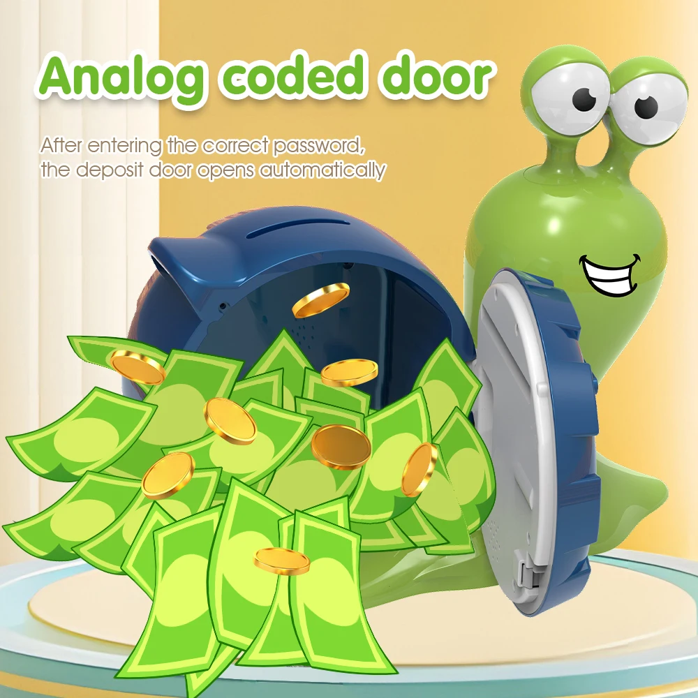 Caracol cofrinho senha economia de dinheiro moeda dinheiro cofre depósito automático máquina atm fingir jogar brinquedo educativo presente do miúdo