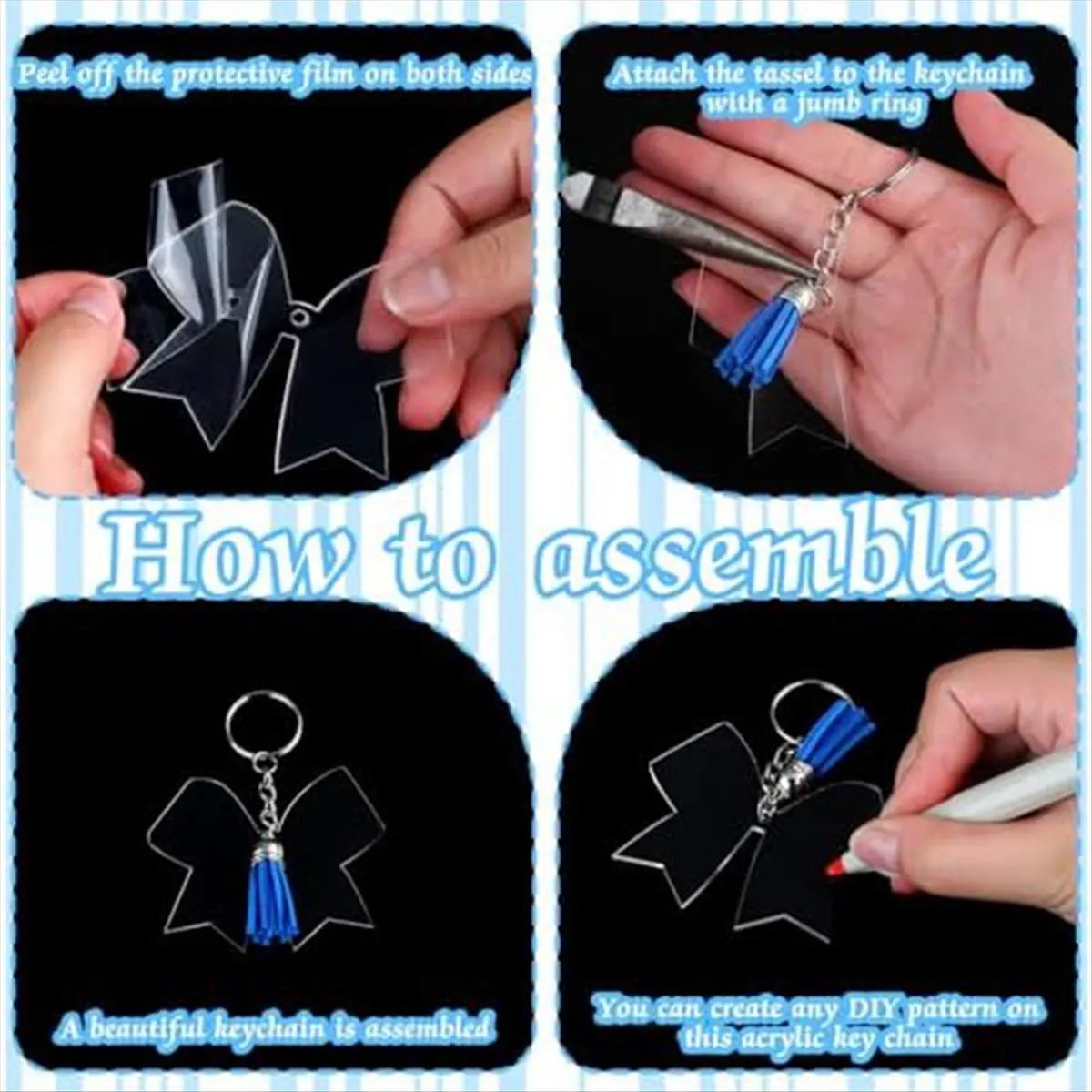 Immagine 4: *AB 40 pezzi portachiavi con fiocco portachiavi con fiocco in acrilico con nappe per portachiavi fai da te progetti fatti a mano accessori allegria