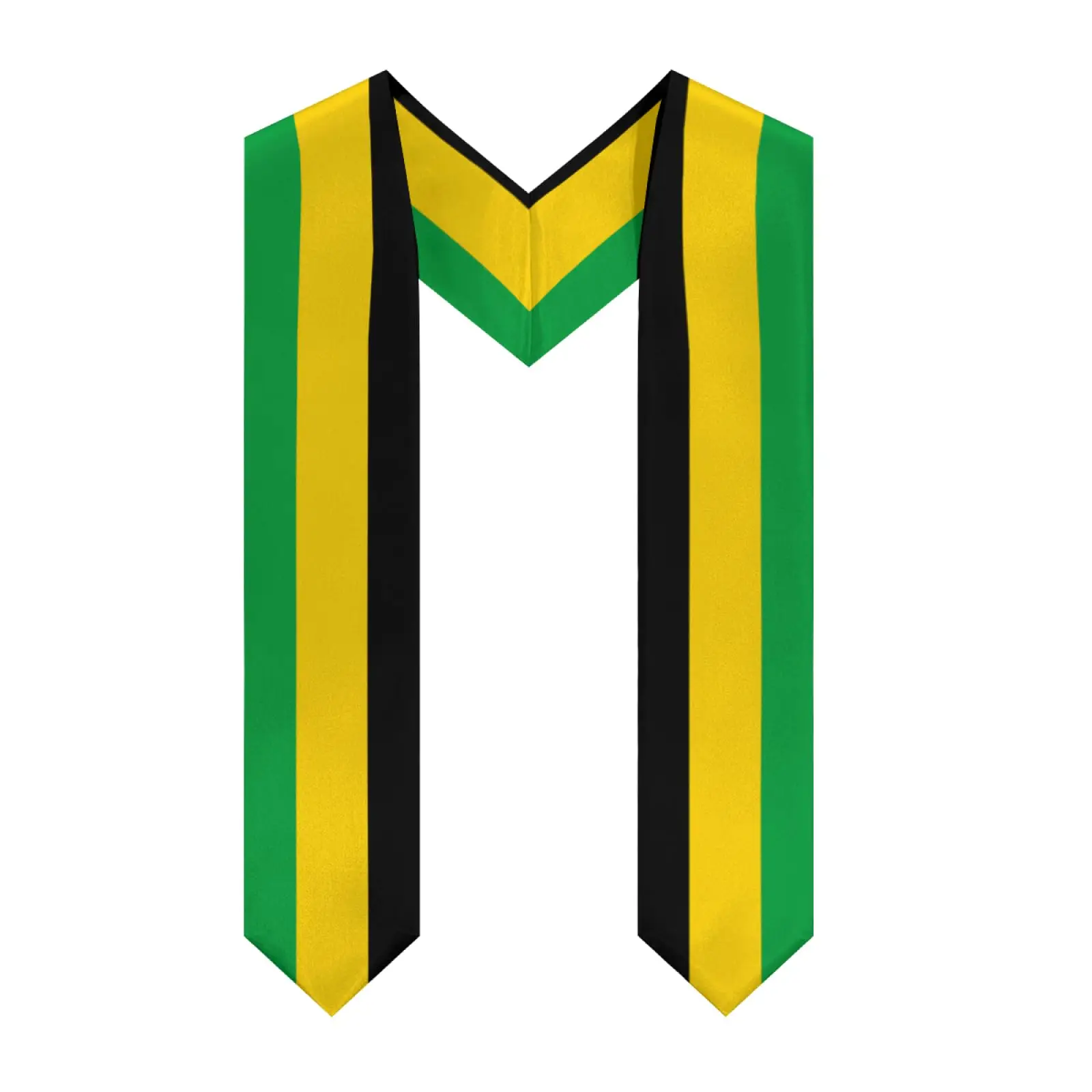 

2025 Jamaica Flag V-neck Graduation Stole Shawl Sash Honor For Study Aboard International Students