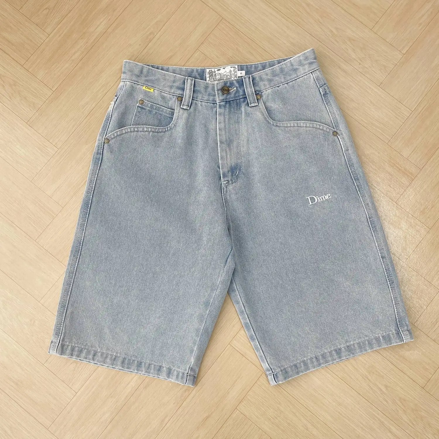 Short en jean brodé pour skateboard, coupe droite américaine, short cargo décontracté, short de basket-ball Y2K, cinq pantalons, classique