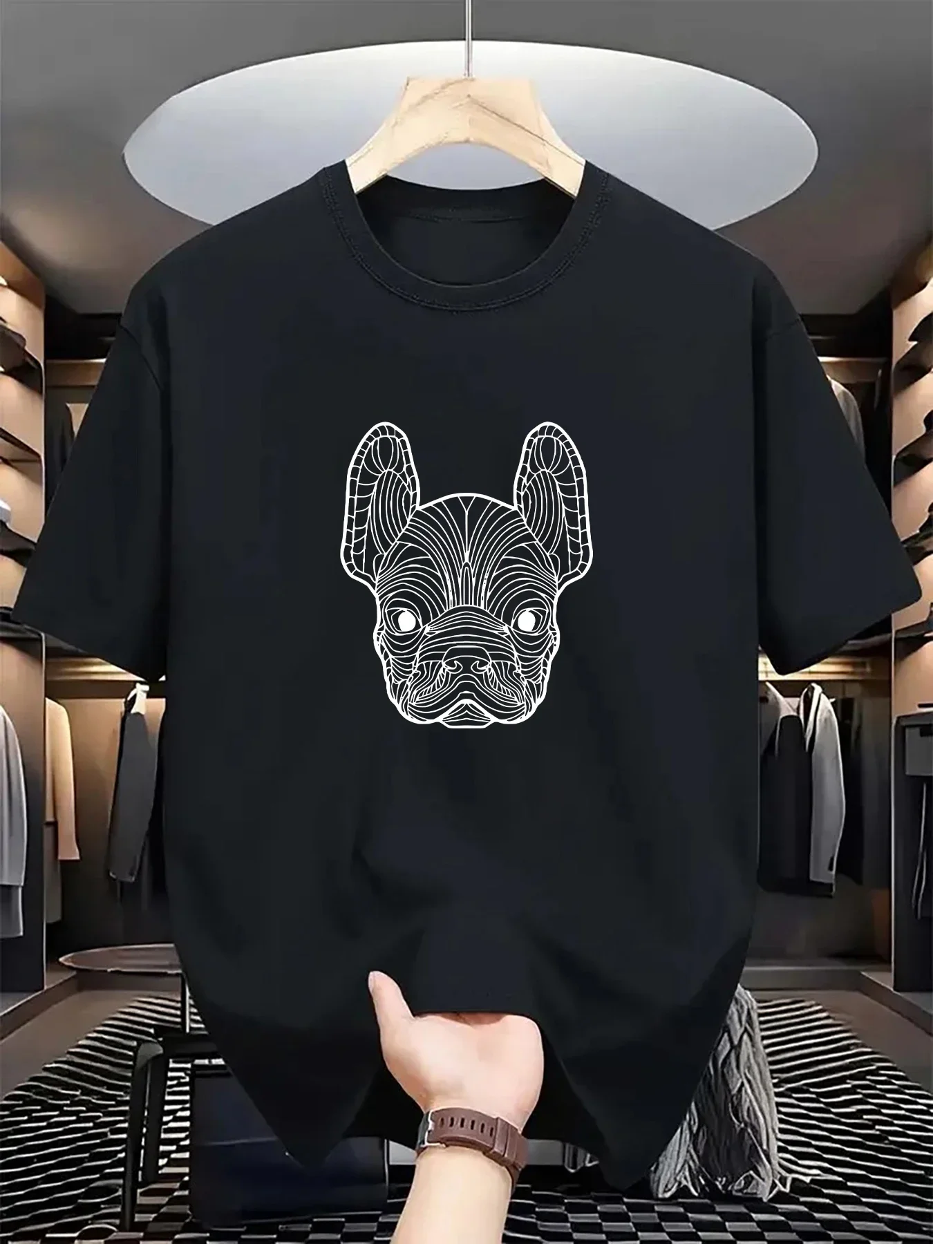 2026 nouveau Style sec classique coupe ajustée respirant sport décontracté imprimé à manches courtes hommes T-Shirt collège ambiance, imprimés de dessins animés